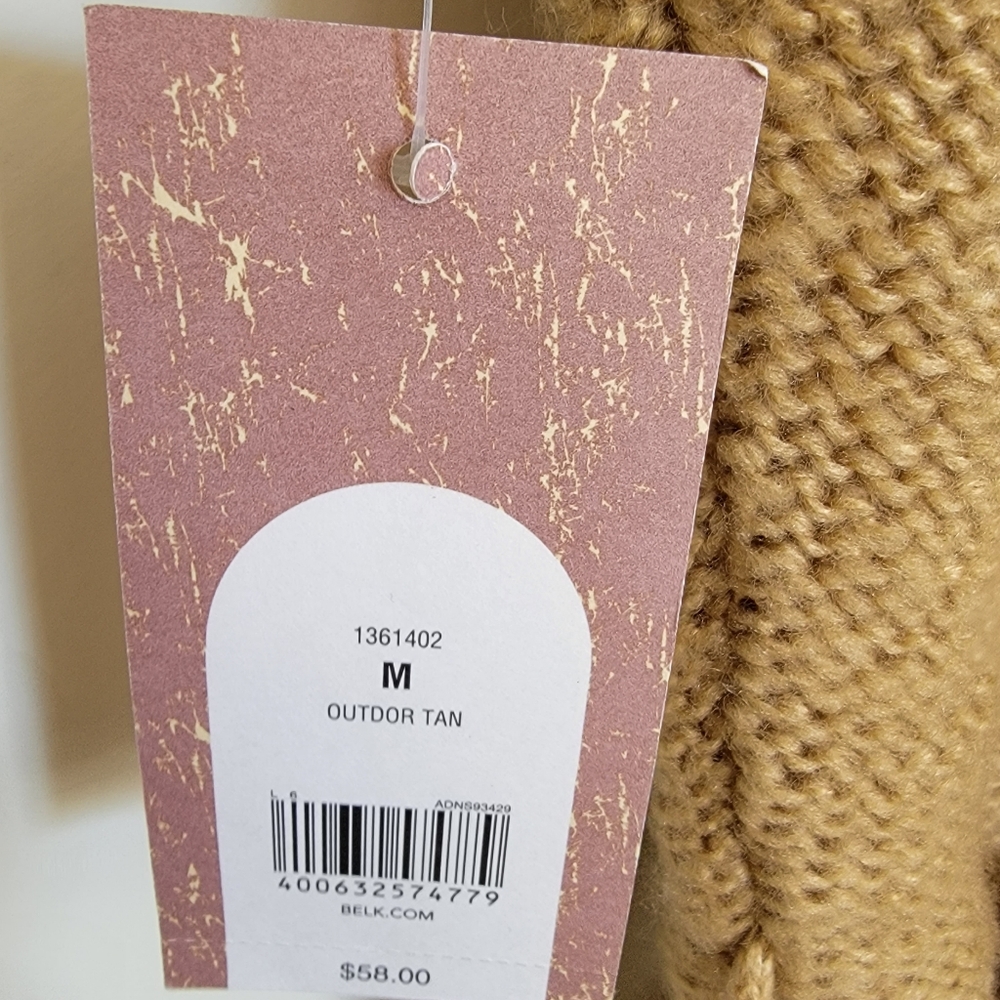 Red Camel Women's Size Medium Short Sleeve Belted Sweater Dress Tan NWT - Picture 4 of 6